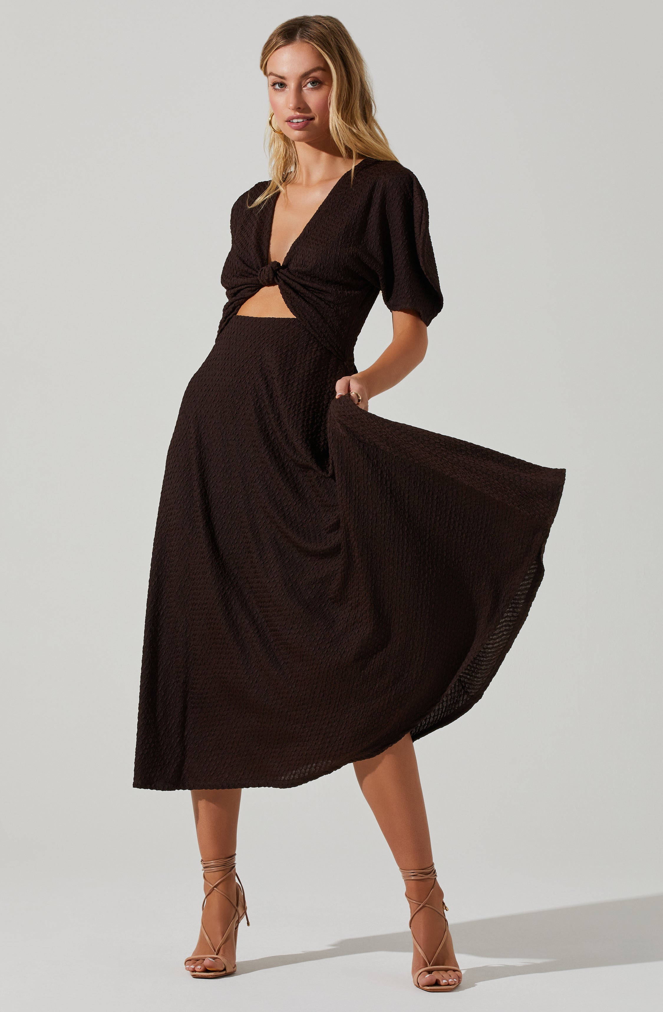 Manola Cutout Puff Sleeve Midi Dress – ASTR The Label