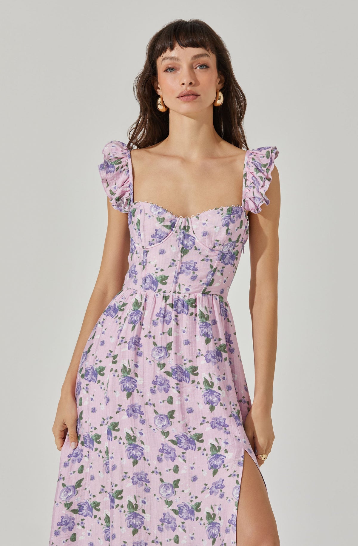 Blue Floral Bustier Tie Up Frill Mini Dress – Free From Label