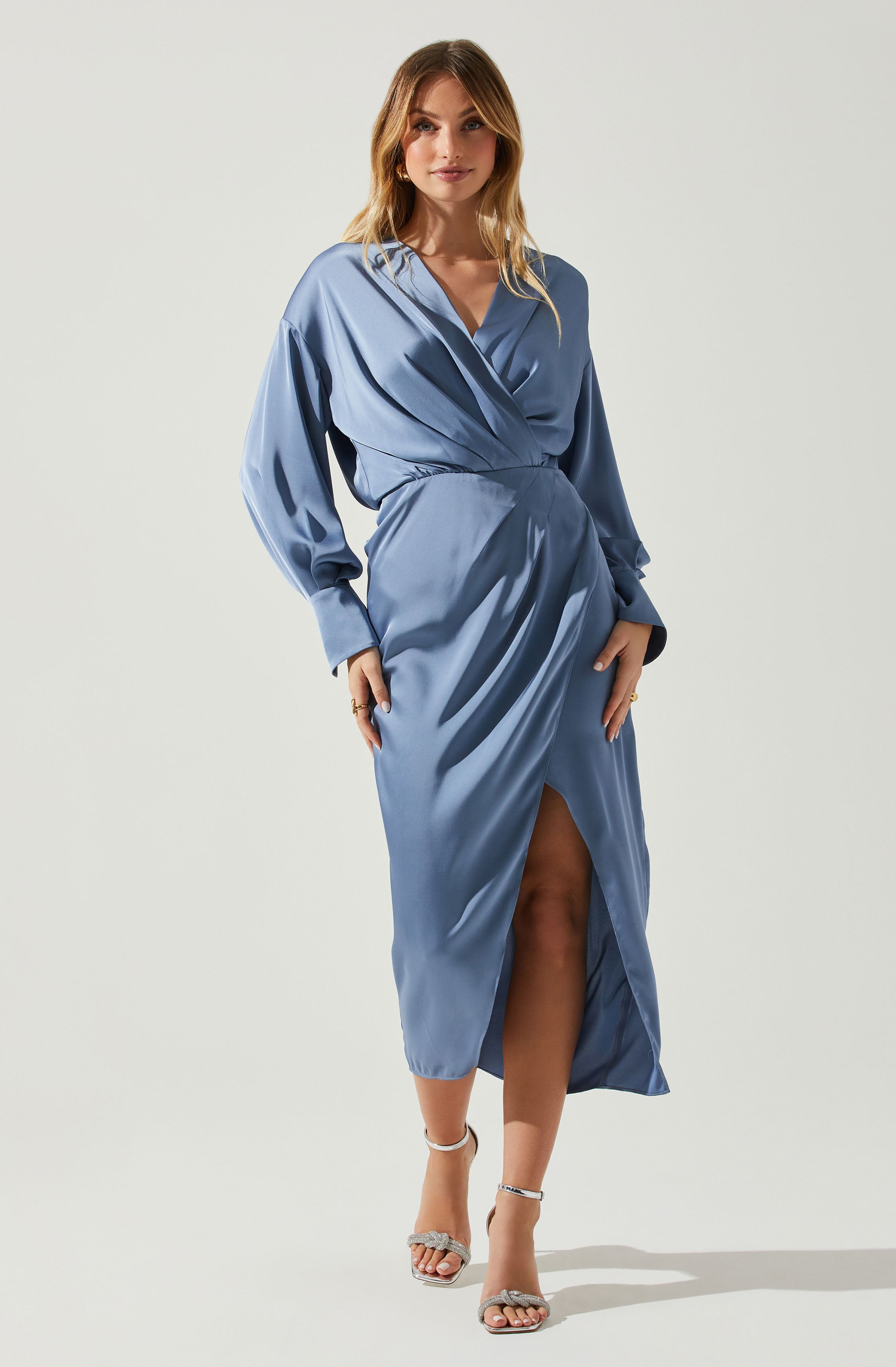 Bria Wrap Dress blue – Wray Crafted