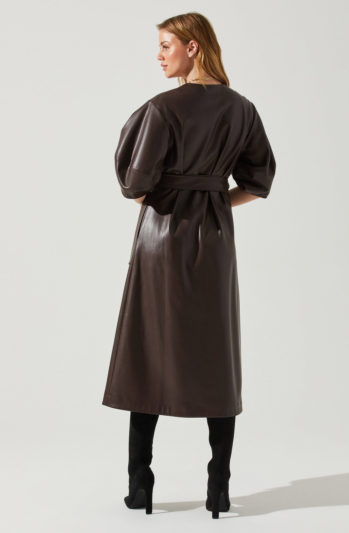 Angie Faux Leather Tie Waist Midi Dress – ASTR The Label