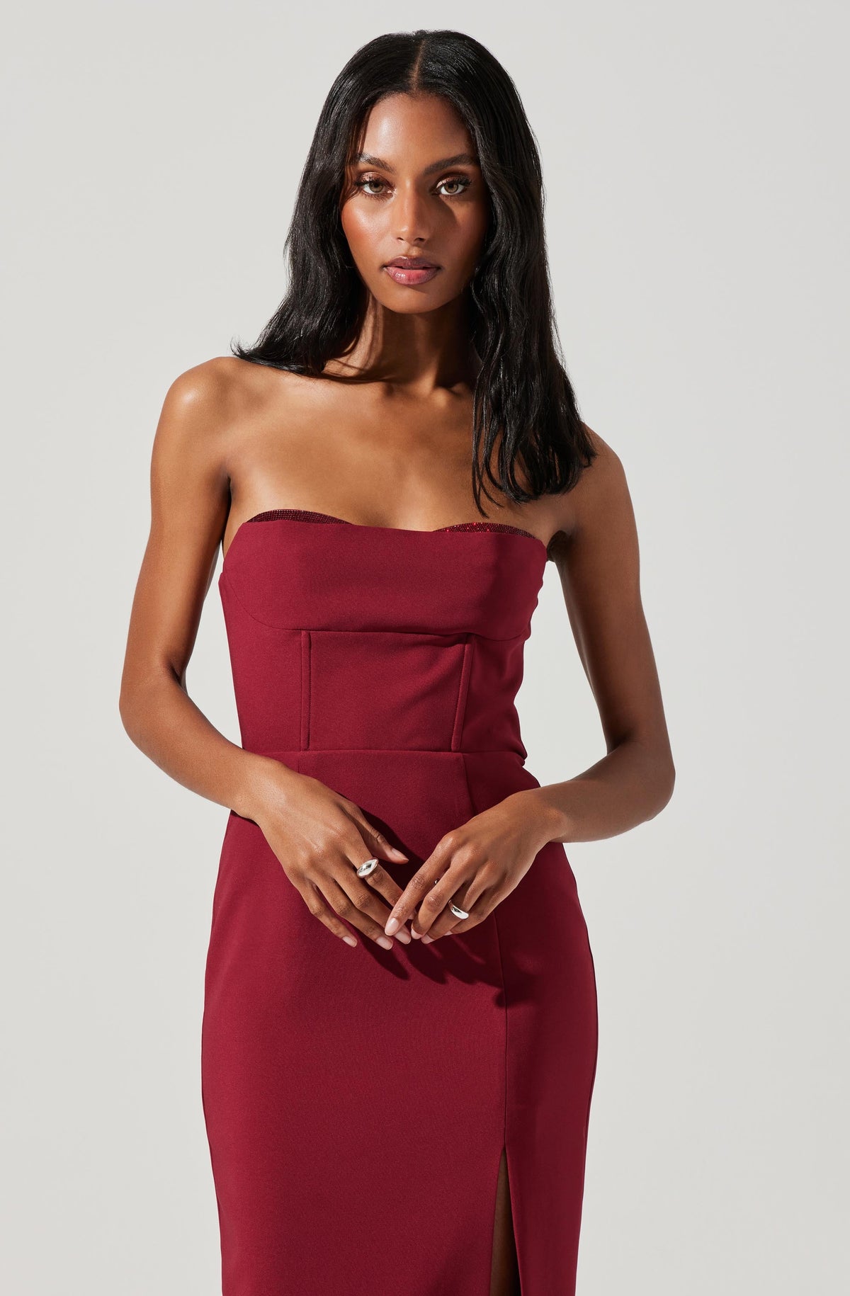 Strapless midi hotsell cocktail dress