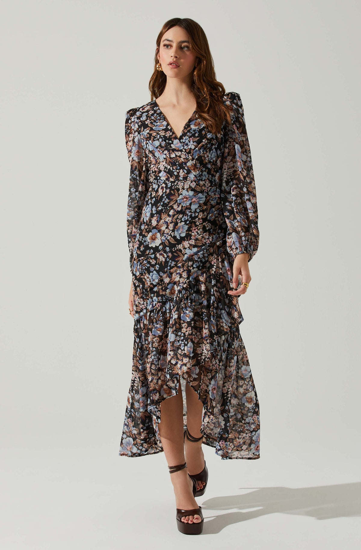Luisa Floral Flutter Sleeve Midi Dress – ASTR The Label