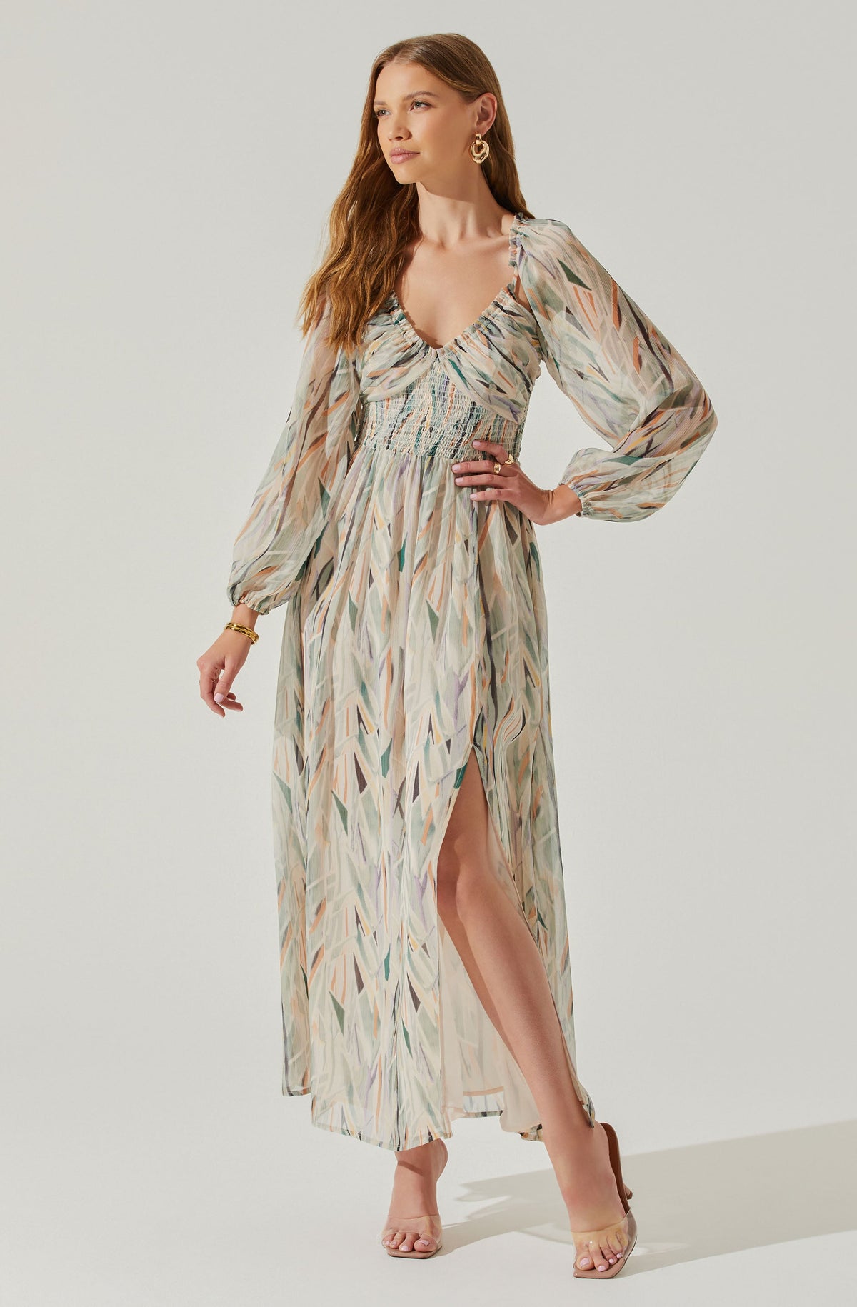 Taupe maxi dress outlet with sleeves