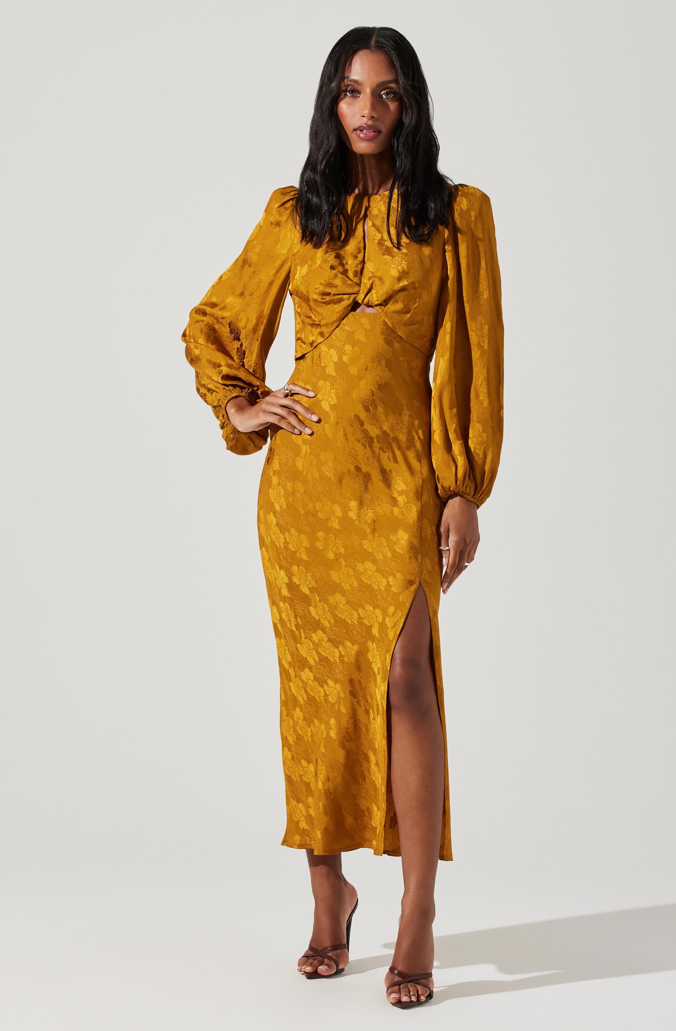 Suzy Floral Cutout Long Sleeve Midi Dress ASTR The Label