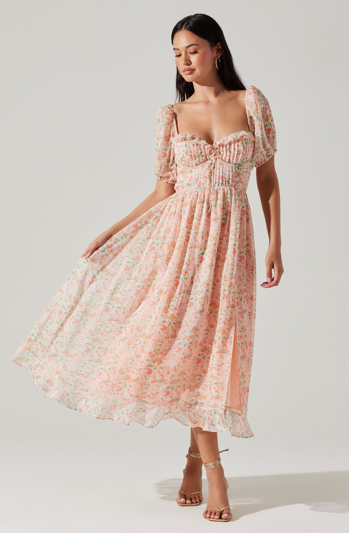 Lunaria Pleated Floral Midi Dress – ASTR the Label