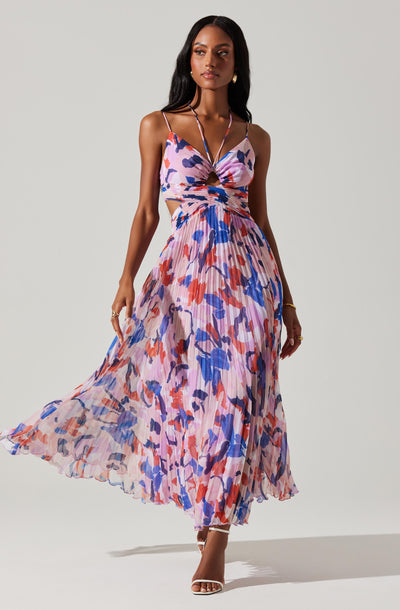 Aquata Floral Pleated Maxi Dress