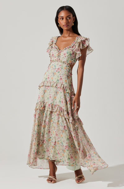 Mable Floral Tiered Ruffle Maxi Dress