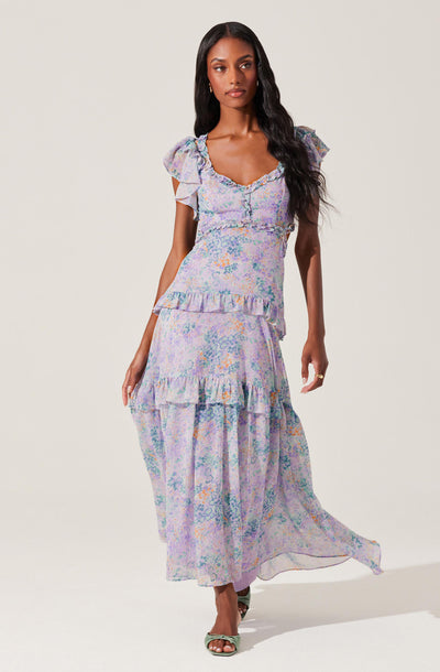 Mable Floral Tiered Ruffle Maxi Dress