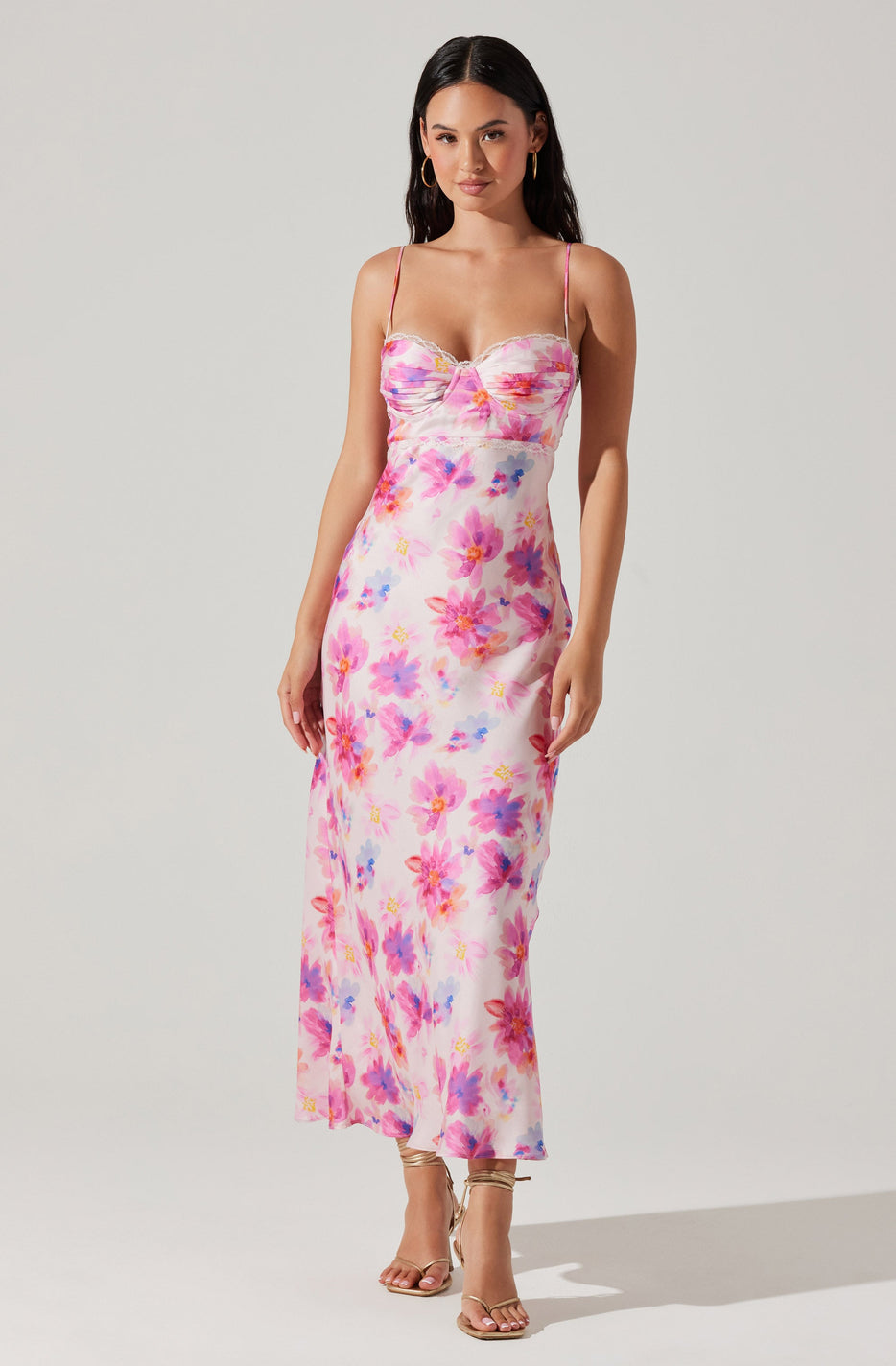 Florianne Floral Satin Maxi Dress