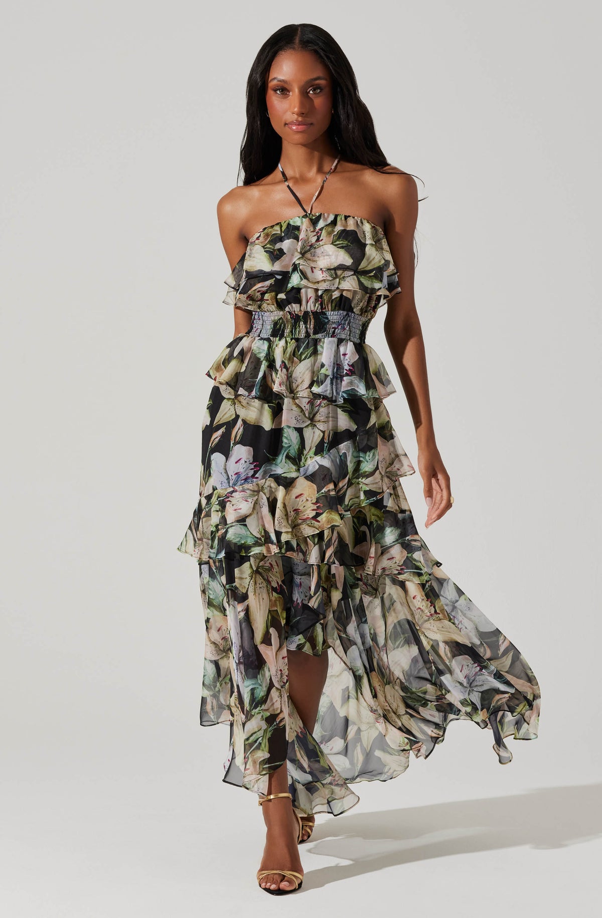 Elena Floral Halter Maxi Dress ASTR the Label