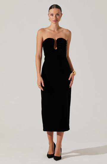 Arista Sweetheart Velvet Midi Dress