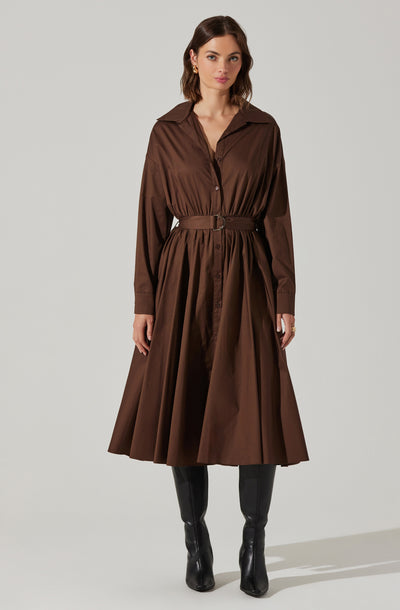 Darany Belted Midi Shirt Dress