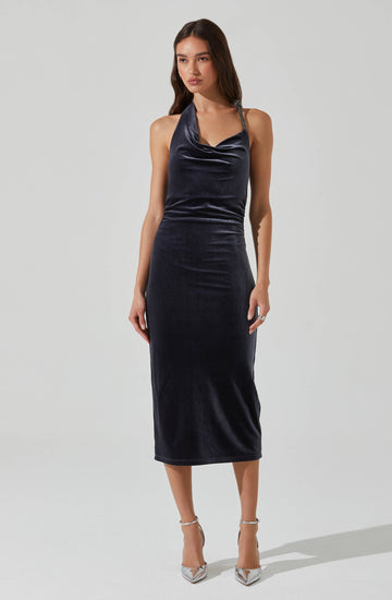 Eugenie Velvet Halter Midi Dress