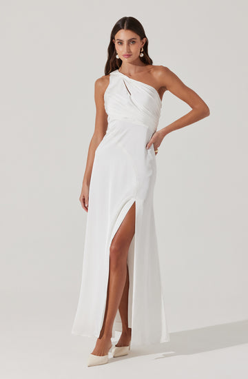 Atoila One Shoulder Satin Maxi Dress