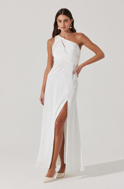 Atoila One Shoulder Satin Maxi Dress