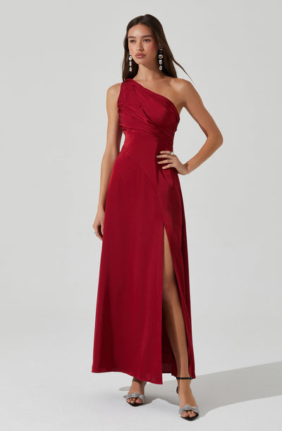 Atoila One Shoulder Satin Maxi Dress