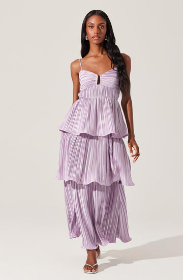 Lupin Pleated Tiered Maxi Dress