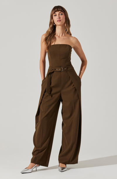 Bryony Tailored Pleat Belted Jumpsuit