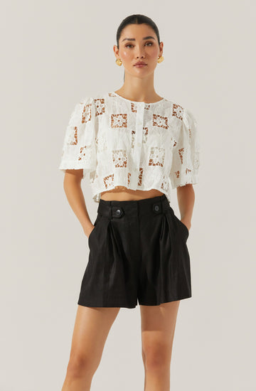 Ollie Pleated Linen Blend Shorts