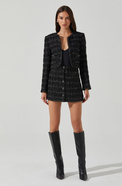 Mavey Tweed Mini Skirt