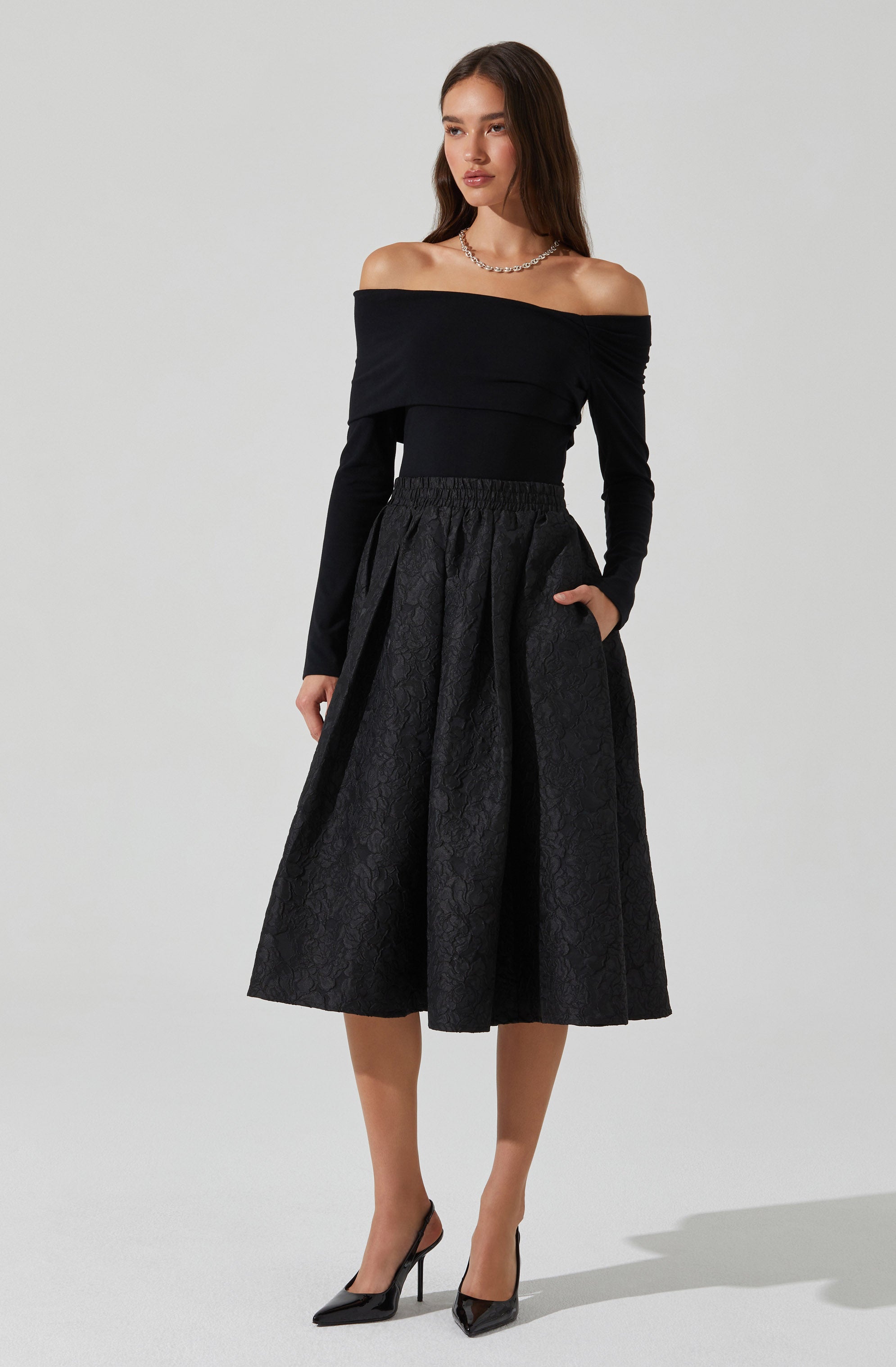 Andolina Jacquard Midi Skirt– ASTR the Label