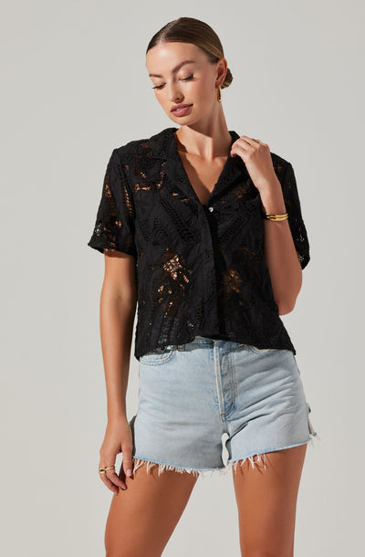 Tourist Lace Short Sleeve Top