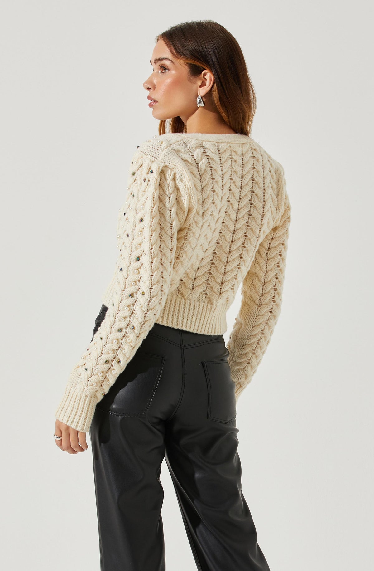 Mien Embellished Cable Knit Cardigan Sweater – ASTR the Label