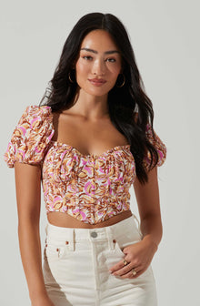 Paola Sweetheart Bustier Puff Sleeve Top