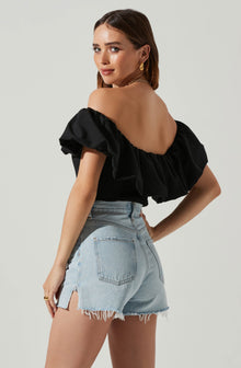 Claribelle Ruffle Hem Off Shoulder Top– ASTR the Label