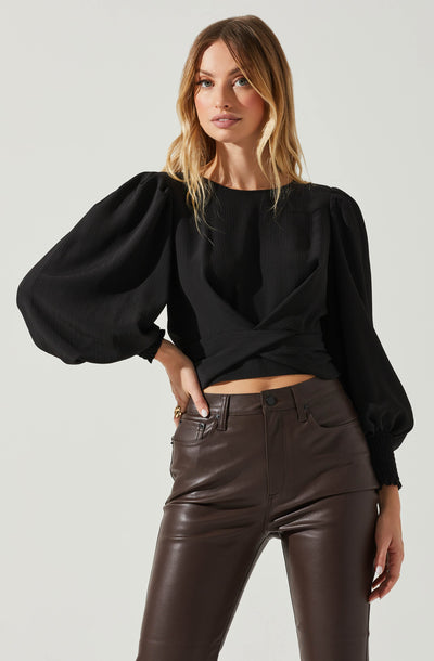 Wrenley Twist Front Puff Sleeve Top