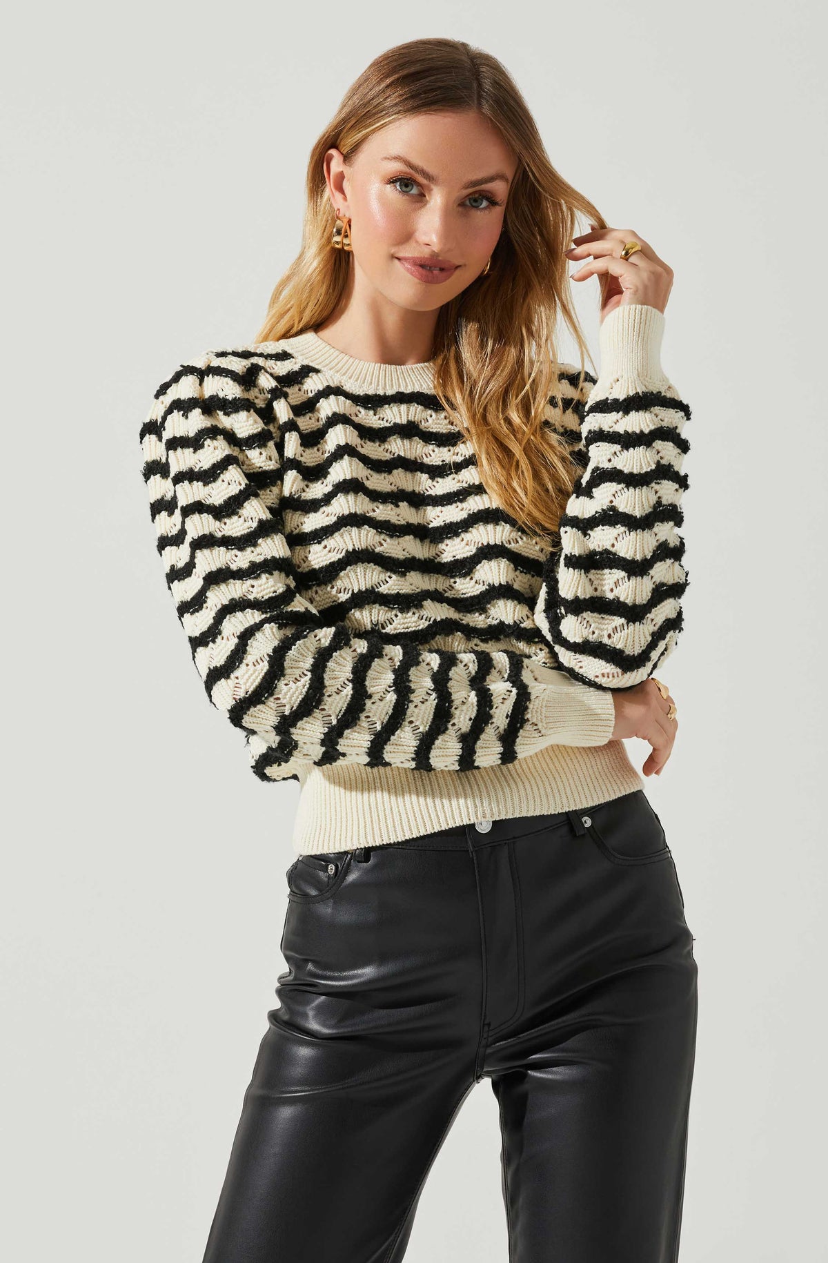 Jaylani Chevron Stripe Pointelle Sweater – ASTR The Label