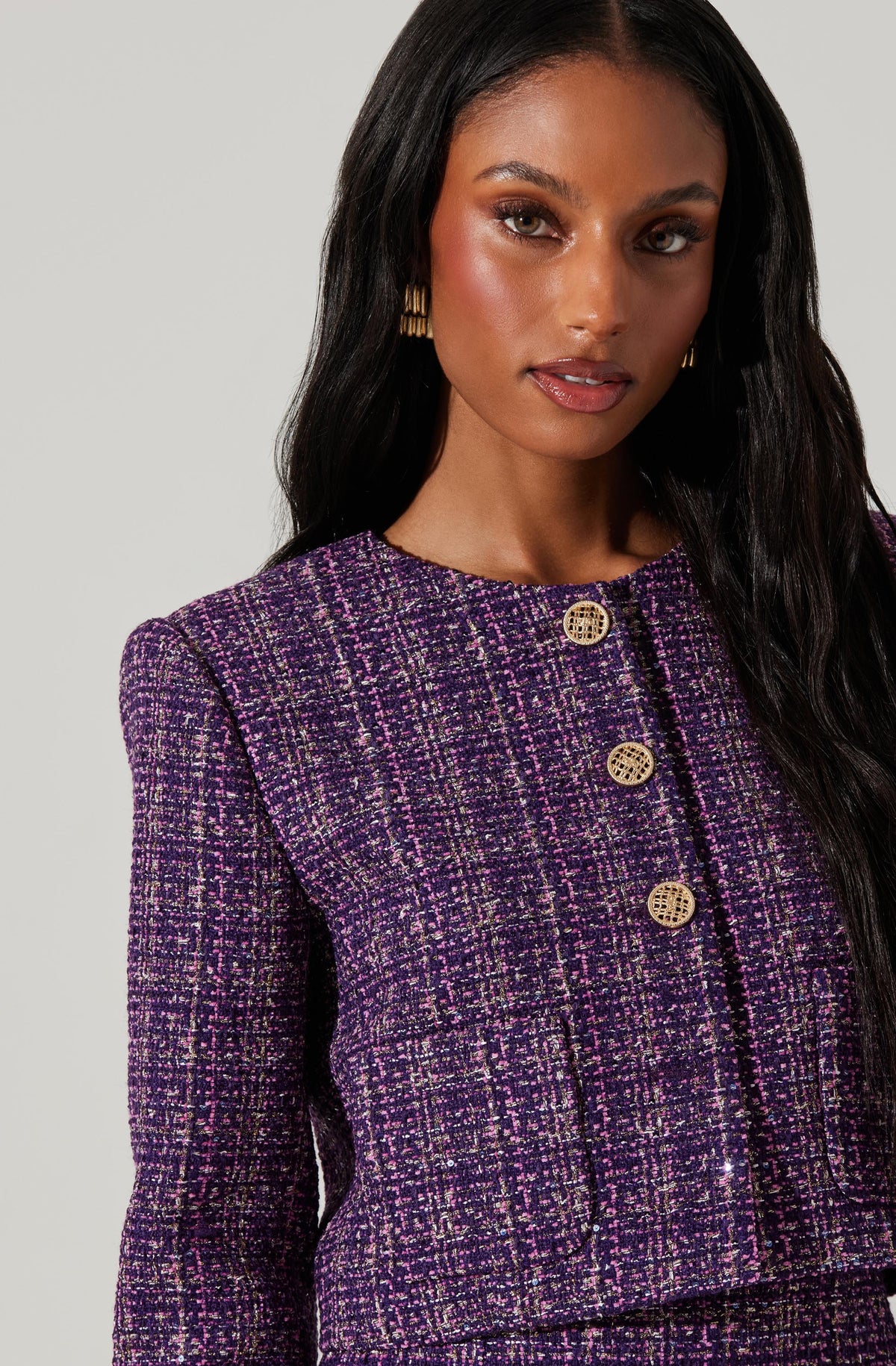 Purple tweed jacket hotsell