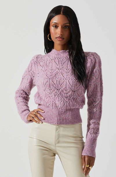 Evy Puff Sleeve Pointelle Sweater