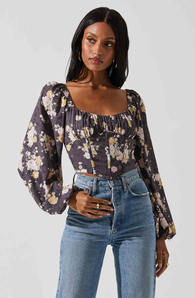 Penny Ruched Bust Long Sleeve Top