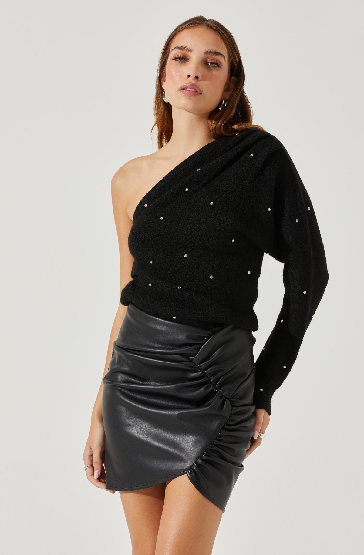 Embellished Sleeve Corset Crop Top in Black