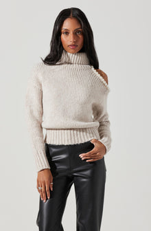 One cold shoulder turtleneck sweater hot sale