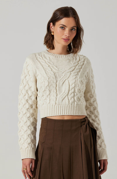 Caila Cable Knit Cropped Sweater