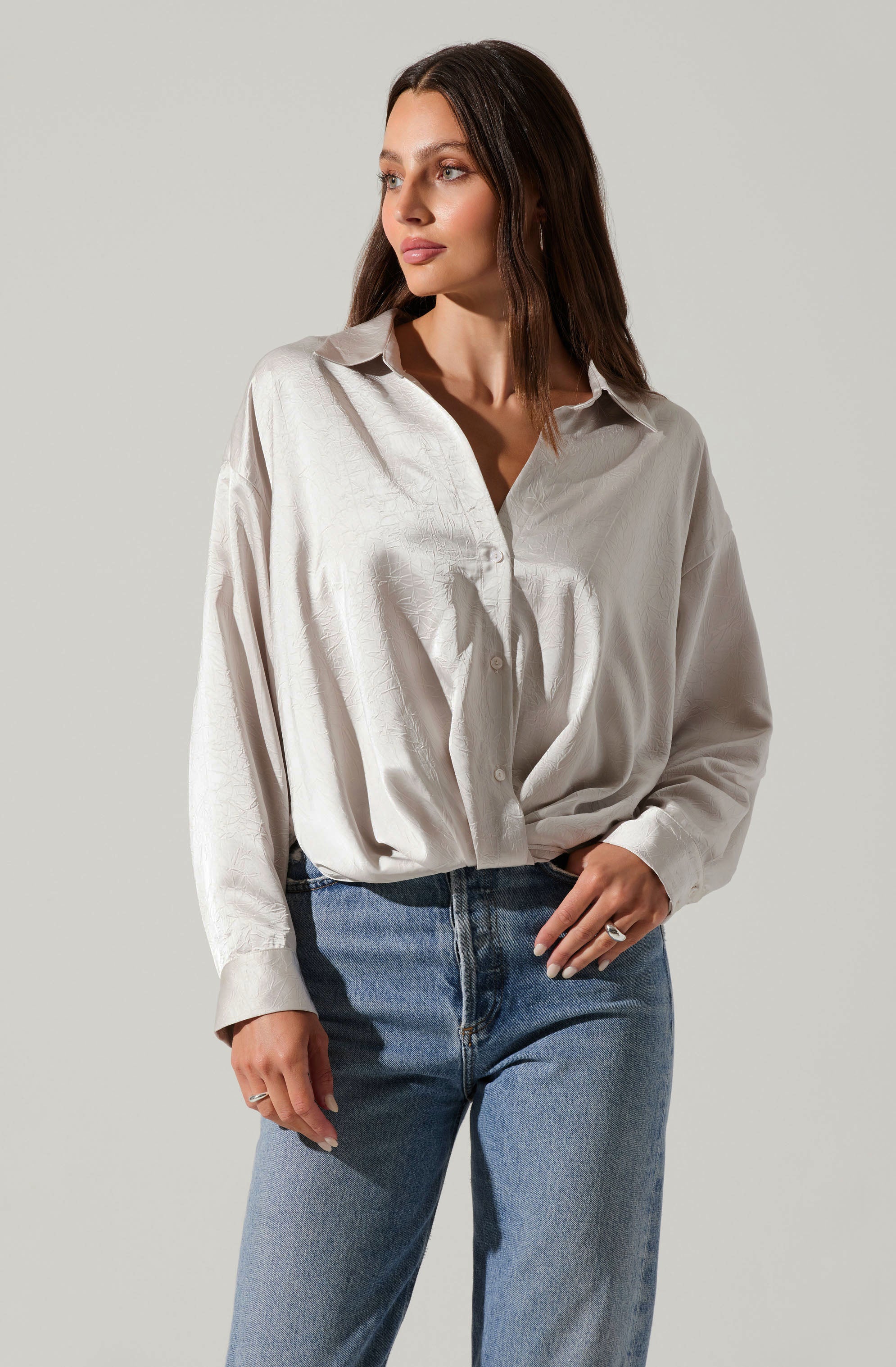 Corrine Satin Button Down Top – ASTR The Label