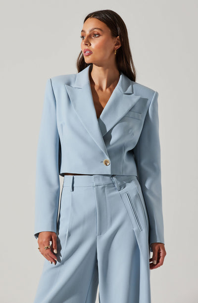 Baby blue cropped online blazer