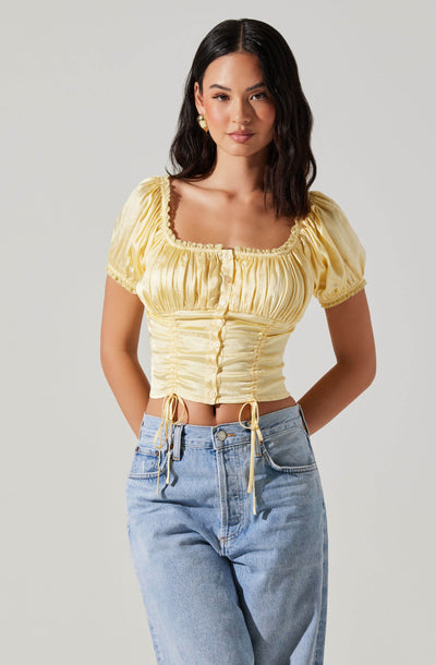 Prisca Pleated Satin Top