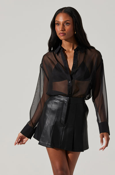 Evie Sheer Button Up Top