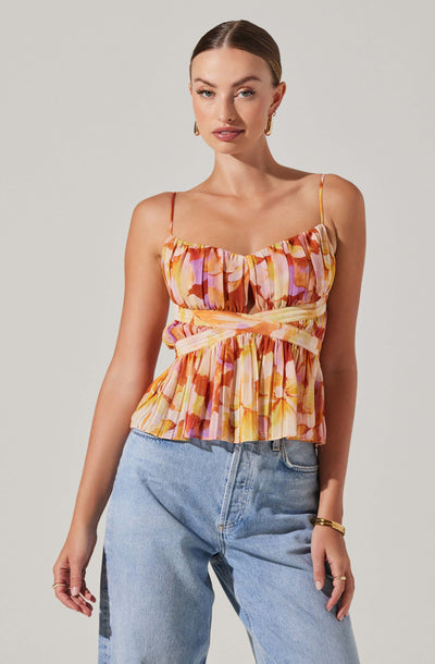 Katie Pleated Floral Top