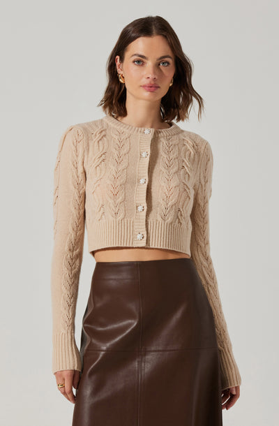 Peri Cable Knit Cropped Cardigan