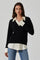 Sticky add to cart - Jianna Mixed Media Layered Sweater