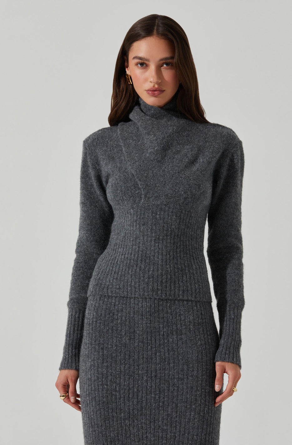 Neve High Neck Crossover Sweater