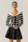 Sticky add to cart - Analissa Stripe Sailor Collar Cardigan