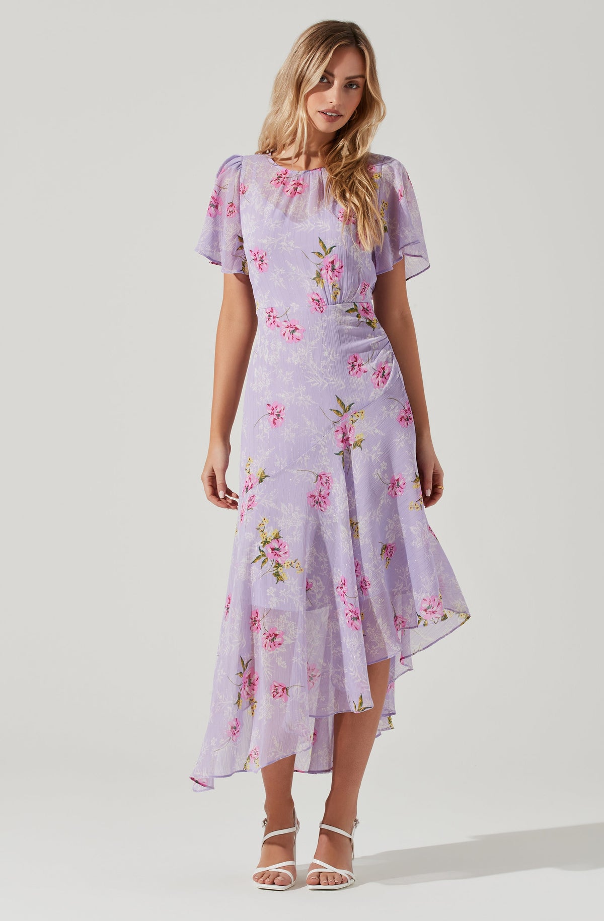 Flutter Sleeve Asymmetrical Floral Maxi Dress – ASTR The Label