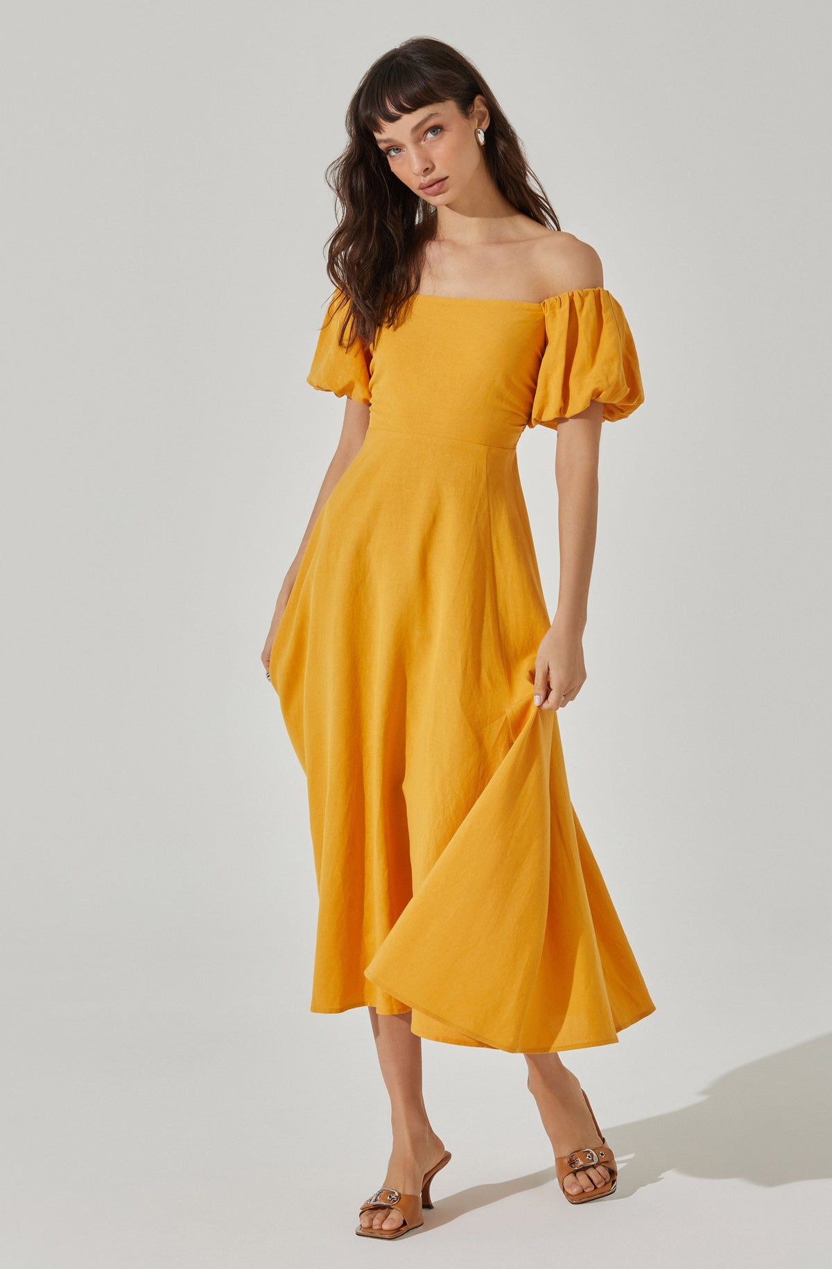 Off Shoulder Puff Sleeve Midi Dress – ASTR The Label