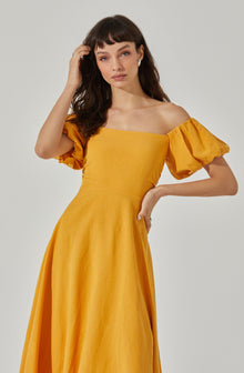 Off Shoulder Puff Sleeve Midi Dress– ASTR the Label