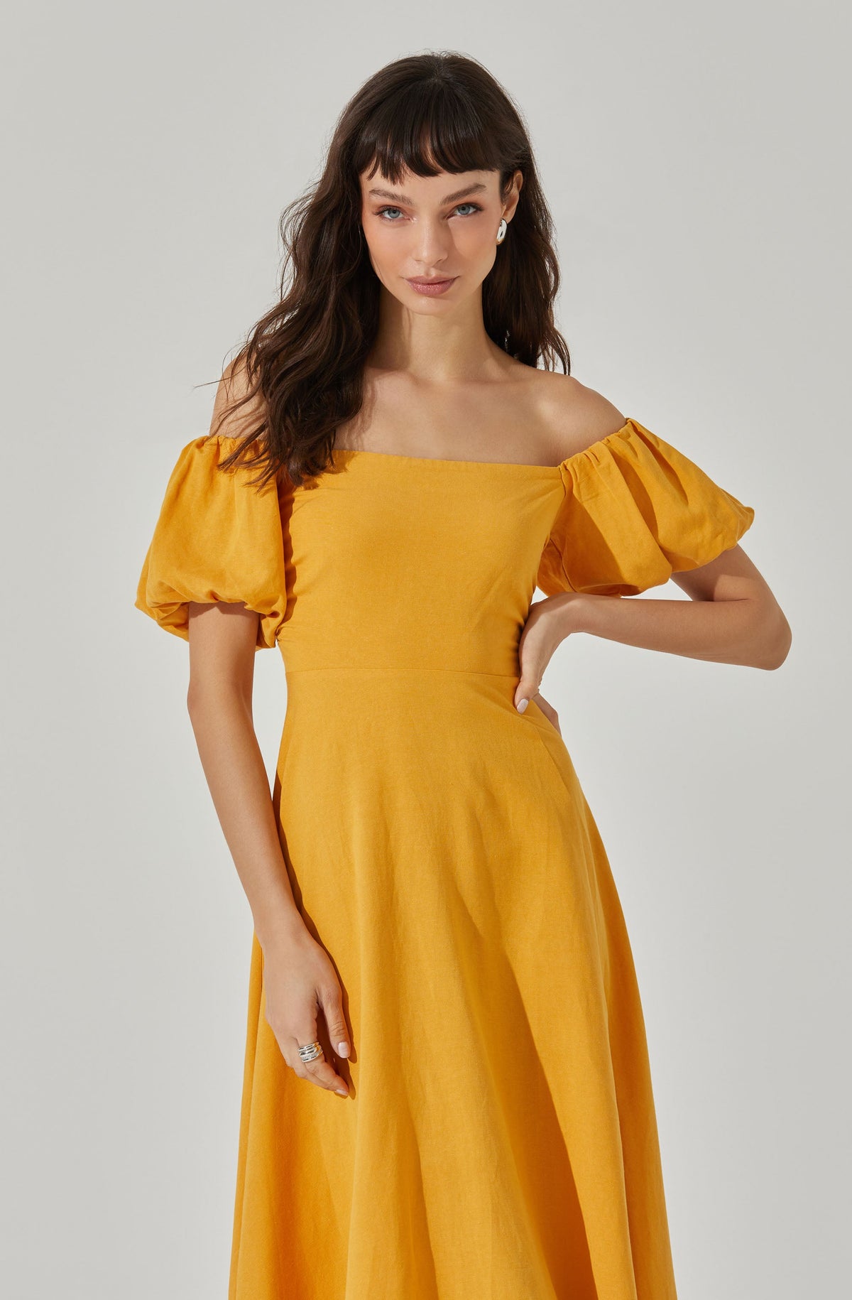 Off Shoulder Puff Sleeve Midi Dress – ASTR The Label